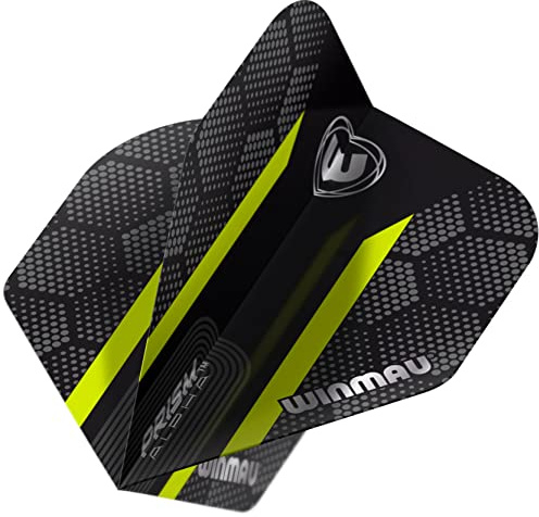 WINMAU Prism Alpha Black & Green Hexagon Extra Thick Dart Flights - 1 Satz pro Packung (Insgesamt 3 Flüge)