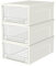Cetomo 5L*3 Tiroirs de Rangement en Plastique, Organisateurs de Bureau, Tour de Rangement pour Fournitures, Dortoir et Cosmétiques, Superposable, Durable, PP, Sans BPA, Blanc & Clair, 5L - Lot de 3