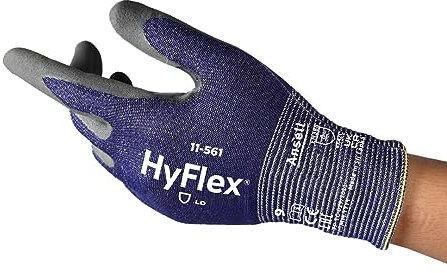 Ansell HyFlex 11-561 Cut Resistant Work Gloves, Abrasion Resistant Nitrile Coating, Industrial Safety Gloves, Lightweight, Breathable and Washable, PPE Men Women, Blue, Size XS (1 Pair)