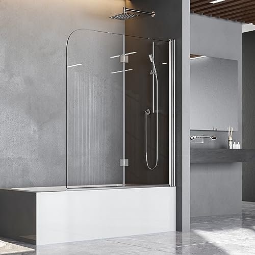 BD-Baode Faltwand für Badewanne, 100 x 140cm Badewannenaufsatz 2 teilig Duschwand Duschabtrennung mit Nano Versiegelung Badewannentür