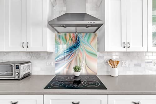 Myphotostation Spritzschutz aus gehärtetem Glas, 59,9 x 30,5 cm (B x H), abstrakter Spritzschutz für Küche, Dekor, Badezimmer, Wandschutz, Herd, Rückwand, Fliesen, Glas, Spritzschutz