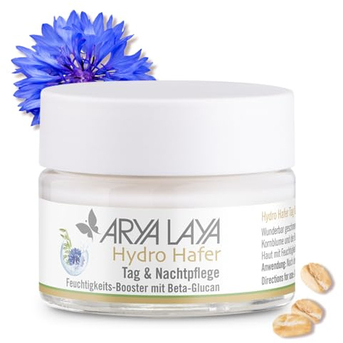 ARYA LAYA Hydro Hafer Tag & Nachtpflege, 50 ml | Feuchtigkeits-Creme polstert die Haut auf & repariert die Hautbarriere, straffende Gesichts-Creme für viele Hauttypen, vegan