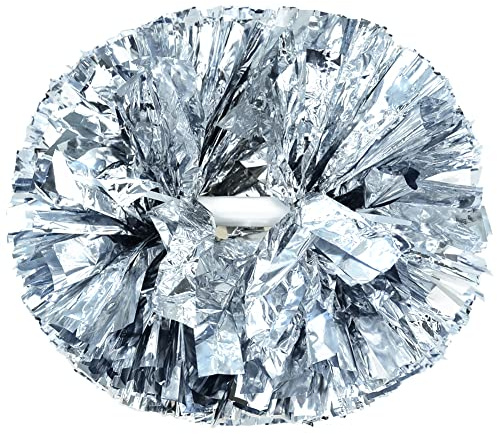 Lovecheer 2 x Metallic-Silber-Pompons, Cheerleading mit Taktstock-Griff