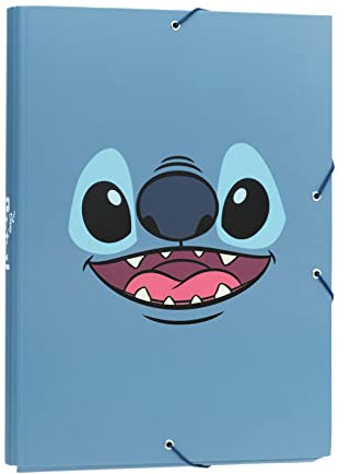 Grupo Erik A4 Dokumentenmappe - Eckspanner mit Gummiband und Innenklappen - Ordnungsmappe A4 - Heftmappe Ordner, Blau Stitch, (CSG0124)