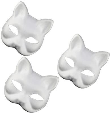 Toyvian Diy Katzen-Gesichtsmasken Weiß Handbemalte Blanko Masken Aus Papier Für Kinder Kindergarten Halloween Kostüm Maskerade Party Zubehör
