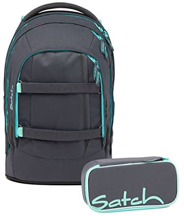 satch Pack Schulrucksack Set 2tlg. inkl. Schlamperbox (Mint Phantom)