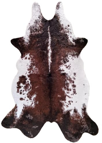 ARJINCUTE Faux Fur Cowhide Rug 6.2 x 8.3 ft, Cow Print Area Rug Cute Animal Printed Carpets for Bedroom Living Room Rustic Western Home Decor, No Shedding and Easy to Clean