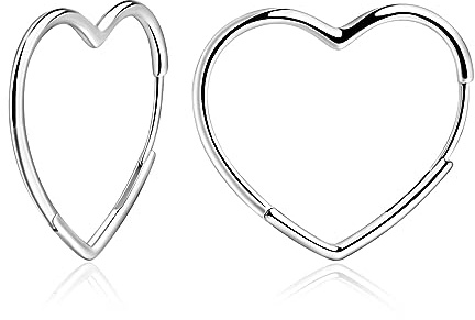 Orecchini a cerchio a forma di cuore, in argento Sterling 925, per donna Huggie, piccoli, 13 mm, 20 mm, 30 mm, Argento sterling