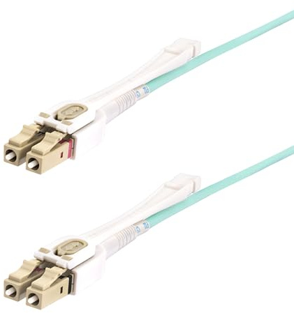 StarTech Cable de Fibra OM4 de 5m, LC a LC, con Pestillos (450FBLCLC5PP) | Cambio de polaridad sin herramientas, Diseño push-pull para alta densidad, Resistente a los dobleces, LSZH