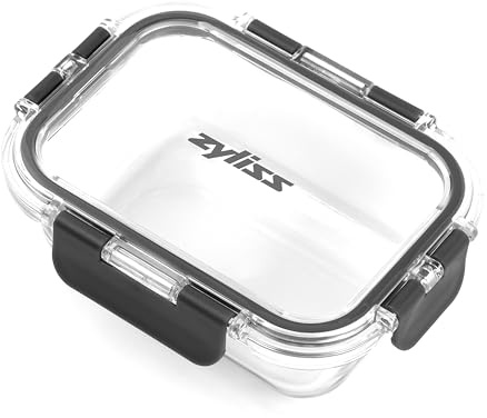 Zyliss 370ml Glass Container, Shatterproof Glass, Airtight Food Storage Box with Sealable Lid, Microwave Safe, BPA Free, Freezer Safe, Fridge Storage, Food Container, 16cm x 12cm x 5cm
