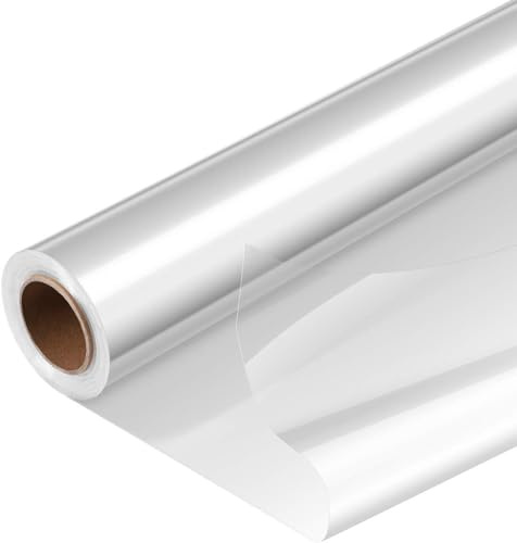 QHFlashbuy 40Cm x 50M Rotolo di Cellophane Trasparente,Cellophane per Imballaggio,Involucro di Cellophane,Rotolo di Carta da Regalo per Fiorista Confezioni Pacchetti Regalo Bouquet di Fiori e Cesti