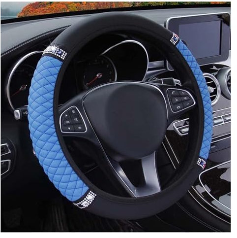 Lenkradhülle Für 15-Zoll-Autolenkradabdeckung Universal-Glitzer-Strass Ohne Innenring Weiches Flanell-Autozubehör Auto Lenkradbezug (Farbe : Blue)