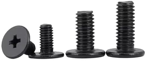 Foyoram M2x3mm Waferkopfschrauben mit Kreuzschlitz 100-stk Schwarz Edelstahl Flachkopfschraube mit Kreuzschlitz und Großem Kopf Maschinenschrauben (M2 x 3 mm,100)