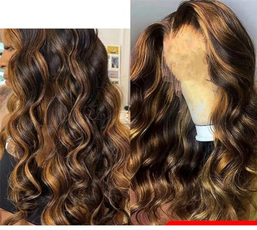 Peluca delantera de encaje resaltado Pelucas de cabello humano de color rubio miel brasileño para mujeres Pelucas de en