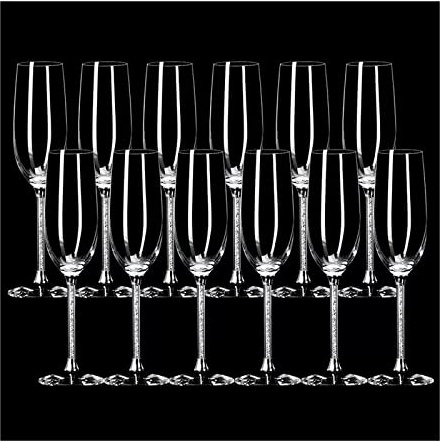 Bicchieri Champagne Bicchieri da champagne di lusso leggeri da 230 ml Set di flute da champagne di fascia alta for la casa Set di bicchieri da champagne in vetro cristallo 12 pezzi Bicchiere di Champa