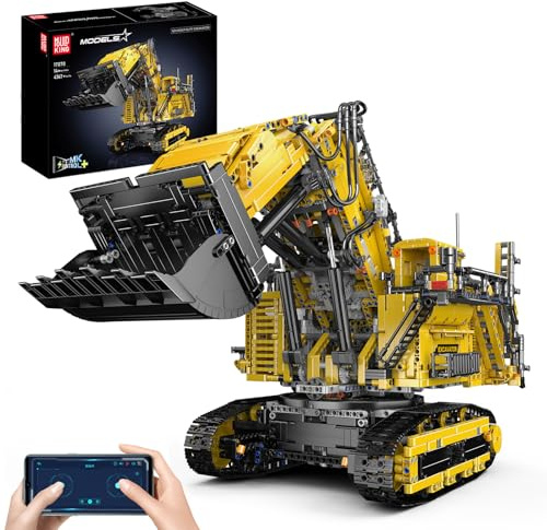 Mould King 17070 Technik Bagger Bausteine für Liebherr R 9800 Bergbau Raupenbagger MOC Schwerlastkran RH400 Technologie Fahrzeug Klemmbausteine Bausatz (4767 Teile)