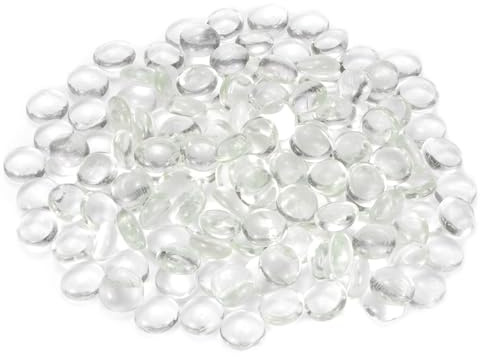 M METERXITY Perle Vetro Rotondo Alto Lustro, Gemme, Ciottoli per Vasi/Fuochi/Crafts/Acquari/Decorazioni Giardino 18-22mm, 550g/1.21-Libbra [Trasparente]