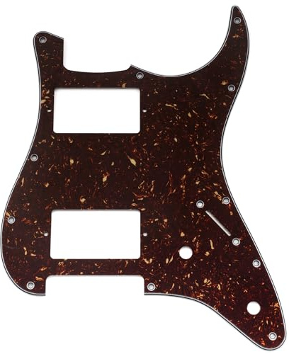 Musiclily Pro 11 Löcher ST HH Schlagbrett Pickguard 4-lagig Tortoise Shell | 2 Bedeckter Humbucker 2 Potis Aussparungen, für Fender Squier Strat Style E-Gitarre