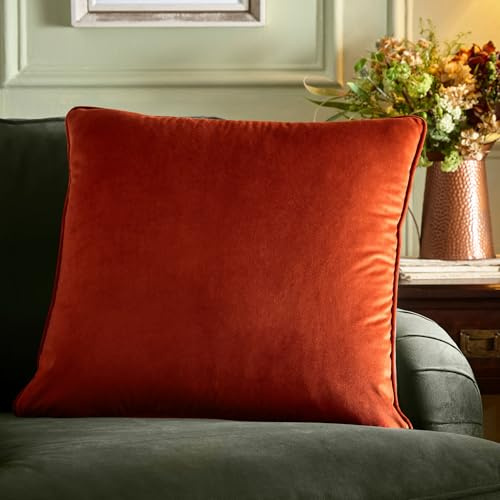 Appletree Velvet Throw Pillow in Spice – 55x55cm Soft Touch Fabric with Insert – Orange Red Decorative Accent – Large Square Pillow with Cover & Filling Included