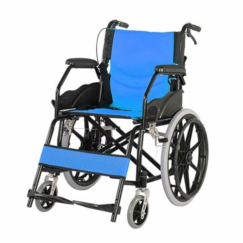 Silla de ruedas plegable de transporte para adultos con freno, diseño ultraligero, reposapiés plegable, respaldo trasero abatible, asiento de 20 pulgadas de ancho, portátil y apto para viajes, soporta