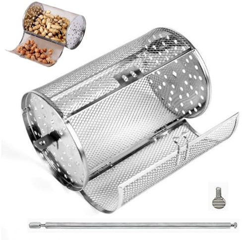 Cesta de parrilla giratoria de acero inoxidable, cesta giratoria de 360 ​​grados para barbacoa, cesta de parrilla rodante para exteriores, parrilla de asador de acero inoxidable, kit de parrilla para