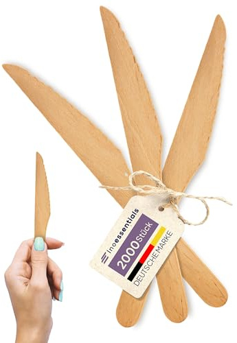 Inoverse Lot de 2 000 couverts en bois jetables biodégradables respectueux de l'environnement - Ustensiles durables et compostables - Longueur : 16,5 cm