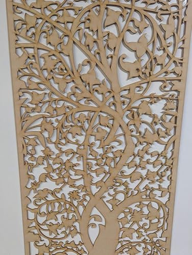Panneau décoratif en bois - Cloison murale - Grille de radiateur - Décoration de meubles - Découpe au laser - Panneau MDF de 3 mm d'épaisseur - Dimensions : 1200 x 610 mm - Motif (009C) - Fabriqué au