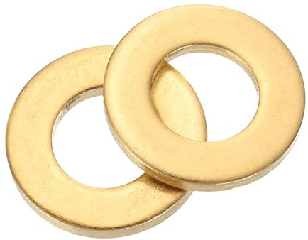 sourcing map 20 rondelle piatte M10, in ottone, 10,5 mm ID x 20 mm OD x 2 mm di spessore per viti a bullone, riparazione di fabbriche, cucine, negozi e costruzioni all'aperto, giallo