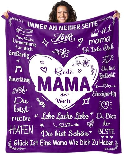 ARRITS Personalisierte Kuscheldecke für Mama von Tochter & Sohn, Super Weiche Flanelldecke Wohndecke Schlafdecke als Geburtstagsgeschenk Mama, Decke An Meine Mutter