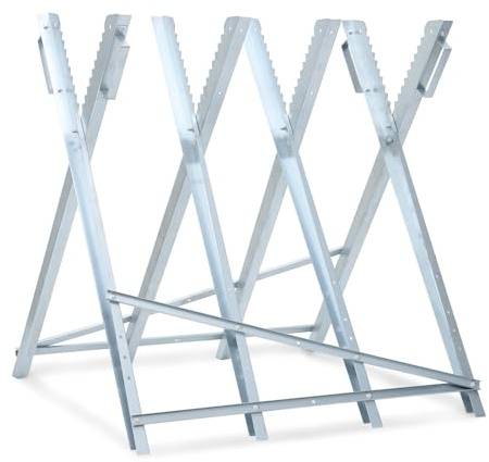 Ollewiellan Sågbock 81 x 80 x 80 cm, hopfällbar sågbock som kan belastas upp till 150 kg, robust och vikbar motorsågsbock, sågblad trä för sågverk, verkstäder