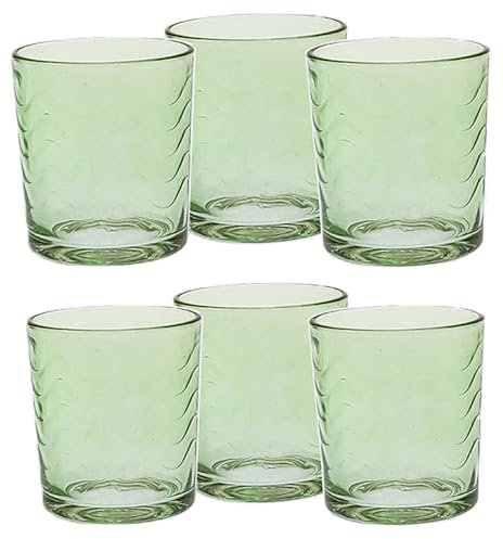Bicchieri retro verdi Eleganti per Stile e Raffinatezza in Vetro 26 cl Set di 6 in casa per Ogni Tavola e Occasione bar hotel ristorante