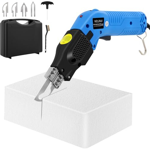 Foam Cutting Machine Electric hot Knife, Equipped with 4 Blades and air Cooling System, 0-600 ℃ hot Wire, Adjustable Temperature, Applicable to EPS, XPS and Other Materials