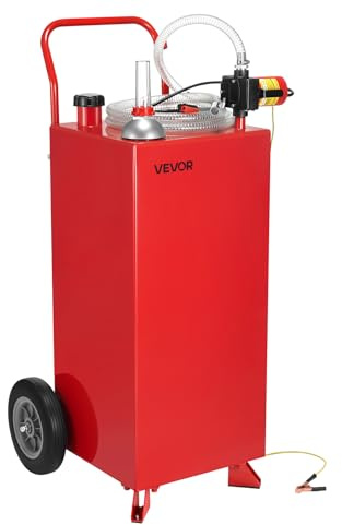 VEVOR Serbatoio Carburante, per Benzina e Gasolio con Pompa Elettrica, Serbatoio Stoccaggio Portatile con 2 Ruote Tubo Flessibile, Contenitore Benzina 136 L, Flusso Massimo 32L Ogni Minuto