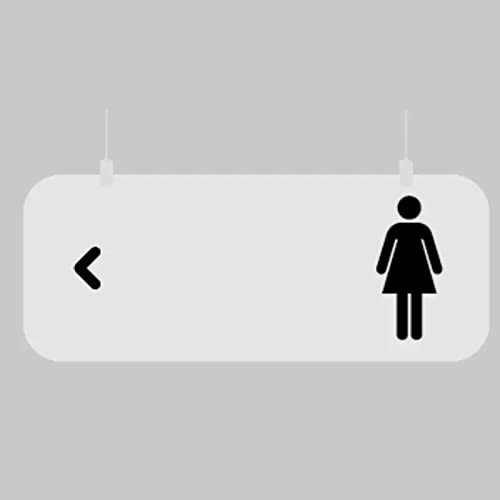 Toilettenschild, Tischnummern, Hängende Badezimmerschilder aus klarem Acryl mit Anweisungspfeil(C,30 * 12cm)