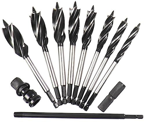Agwuoetr 11 Pieces of Wood Tools Woodworking Long Drill Bits for Wood 10-25mm Woodworking Drill Set