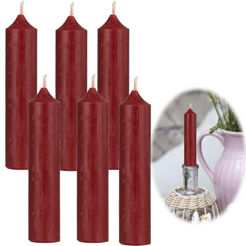 LS-LebenStil Exklusive Stabkerzen 6 Stück Ribe Set Bordeauxrot 11x2,2cm | Made in Denmark - Spitzkerzen Tafelkerzen für die perfekte Tischdeko Hochzeit Taufe Advent Weihnachten Unparfümiert