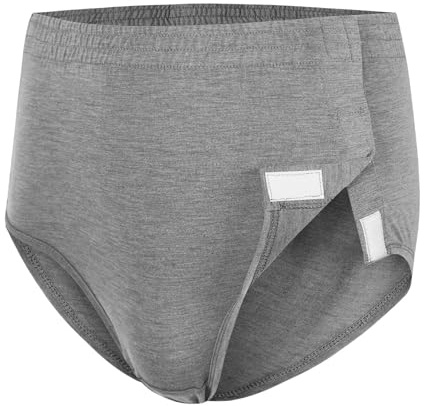 Landofgenie Tear-Away Unterwäsche Klettverschluss-Hosen für Pflegebedürftige & Senioren Pflegeshorts für Bettlägerige & Inkontinenzpatienten Grau M