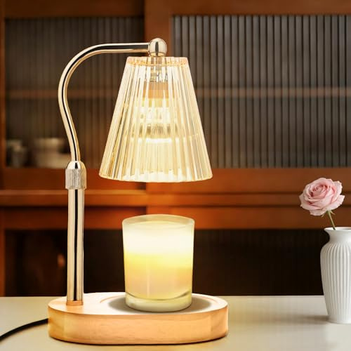 Candle Warmer Lamp with 2Bulbs, Adjustable Height Dimmable Wax Melt Warmer with Timer, Electric Candle Lamp with 4 Brightnes, Candle Heater Candle Burner Lamp Light for Mothers Day/Birthday Gifts