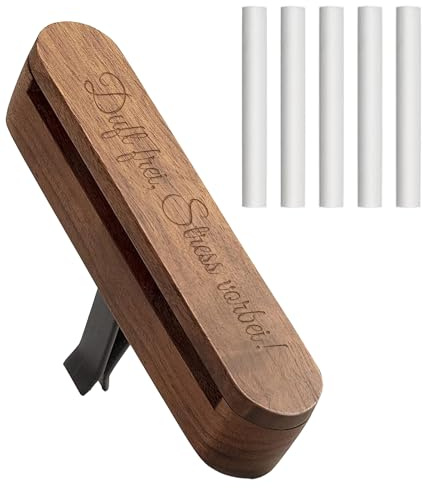 TAKONE Ambientador de coche recargable, difusor de aroma de madera de nogal negro con 5 varillas de repuesto, difusor de aroma para coche, regalo de Navidad, licencia de conducir y exámenes
