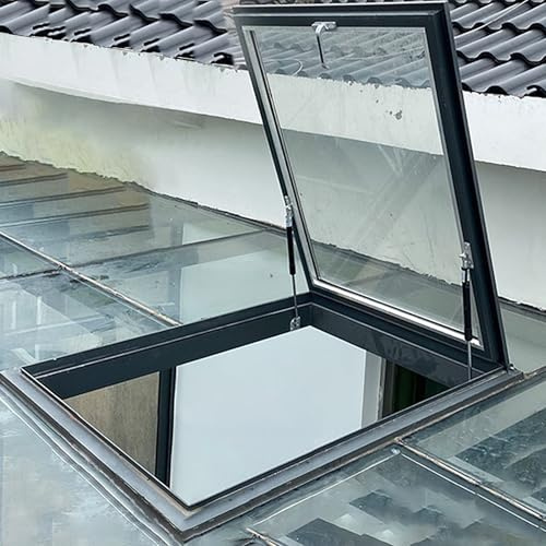 Skylight fenêtre de ventilation plat éclairage de toit avec double couche en verre trempé pour toit, grenier, sous-sol et véranda (75 x 45 cm)
