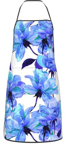 Apron Fiore Blu Viola Con 2 Tasche Grembiuli Industriali Senza Odore Grembiule Da Cucina Per Bar Grigliata Giardinaggio