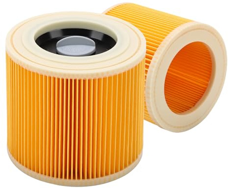 Hyzevee Replacement Cartridge Filters for Karcher WD2 WD3 WD3P, 2 Pack Round Karcher Hoover Filter for Wet and Dry Vacuum Cleaner, Compatible with MV2 MV3 A2004, Replaces 64145520