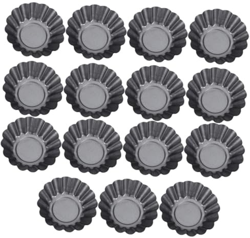 CLISPEED 15 pezzi Stampo per Crostatine in Acciaio al Carbonio Spesso Teglie Muffin Antiaderenti per Budino Pudding e Torte per Dolci Fatti in Casa per Forno e Dessert