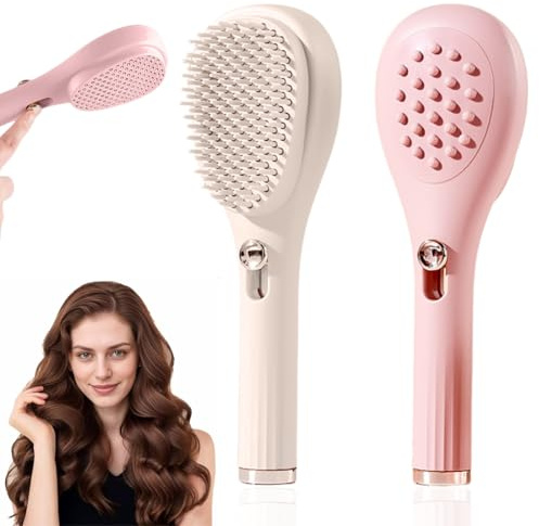 KEWUF Peine Puas Anchas Cabello Rizado, Peine Pelo Rizado, Peine Ahuecador, Peine de Masaje, Peine Telesc贸pico, Limpieza de Mechones, Cuero Cabelludo Esponjoso (2 Piezas, Rosa, Beige)