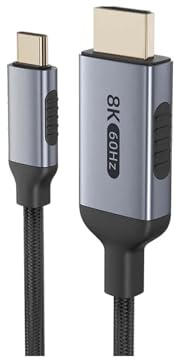 Câble USB-C vers HDMI 2.1 8K 60 Hz 4K 120 Hz Type-C, adaptateur convertisseur compatible HDMI for ordinateur portable Thunderbolt 3/4, TV(8k 60hz,3m)