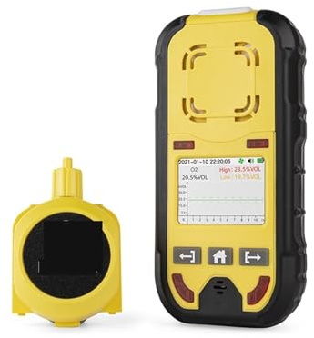 Detector de Gas, Bomba Multi Detector de Gas Medidor O2 H2S CO LEL 4 en 1 Fugas Monóxido Carbono Sulfuro Hidrógeno Oxígeno para el Trabajo y el hogar(with Pump)