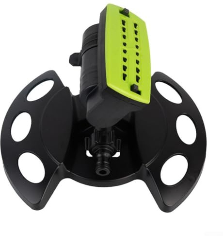 Opatiny 16 Holes Oscillating Garden Sprinkler Nozzle, 180° Adjustable Water Spray for Lawn and Plants, Black with Green