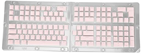 Pudding Translucent PBT Keycaps, Keyboard Keycaps 129 Keys, OEM Height Two Color Injection DIY Keycaps, Pastel Theme Keycaps for Mechanical Keyboards 61 62 64 68 84 87 104 (Pink)