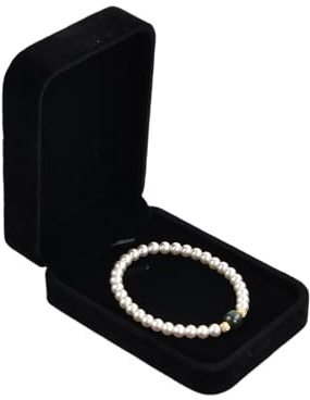1 styck smyckespresentförpackning, 7 x 10 x 4 cm sammetssmyckeslåda, svart smyckeslåda, liten halskedja, hängande armband, display för bröllop, födelsedag, alla hjärtans dag (smycken ingår inte