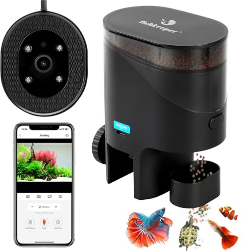 fiskhållare Automatisk fiskmatare för akvarieflingor, WiFi (2,4 G/5,0 G) och APP-kontroll – automatisk fiskmatautomat/betta fiskmatare med HD 2,5 K kamera och timer, akvariematare för sköldpadda